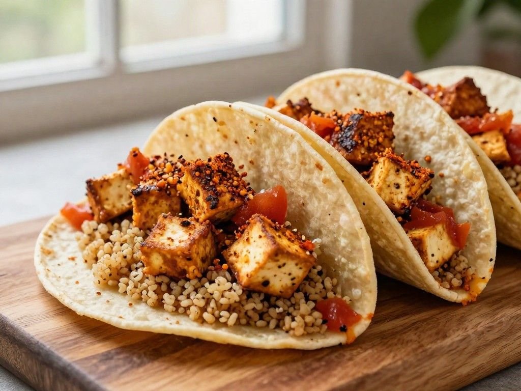 high protein vegan meal tofu tacos